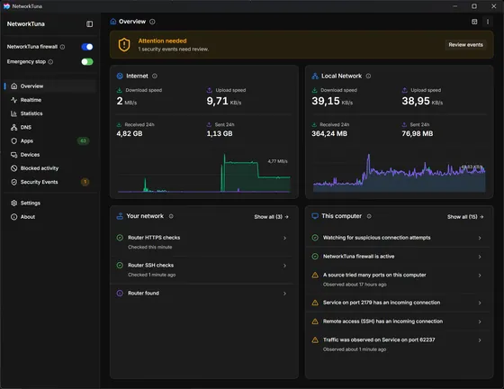 Overview in dark mode